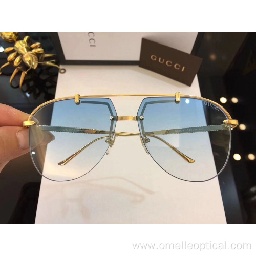 Fashion design Oval Semi-Rimless Sunglasses For Women